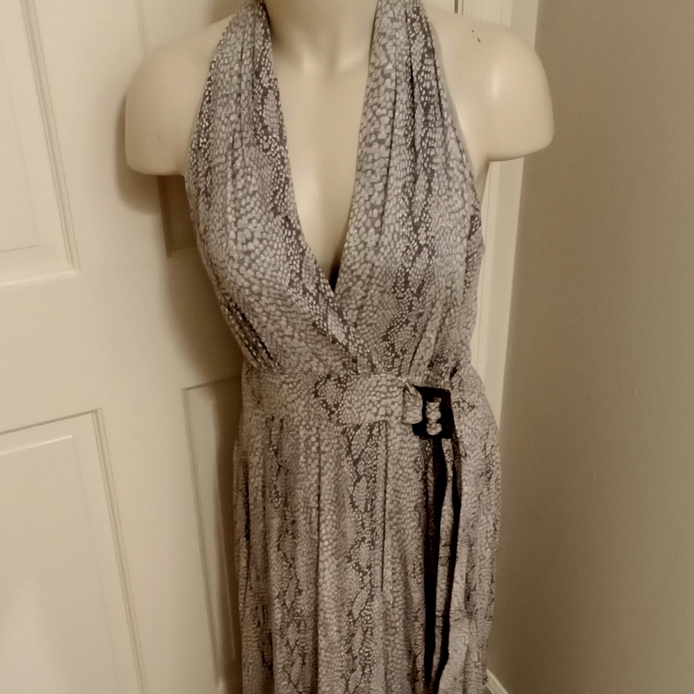 Anthropologie Snakeskin Print Backless Dress
